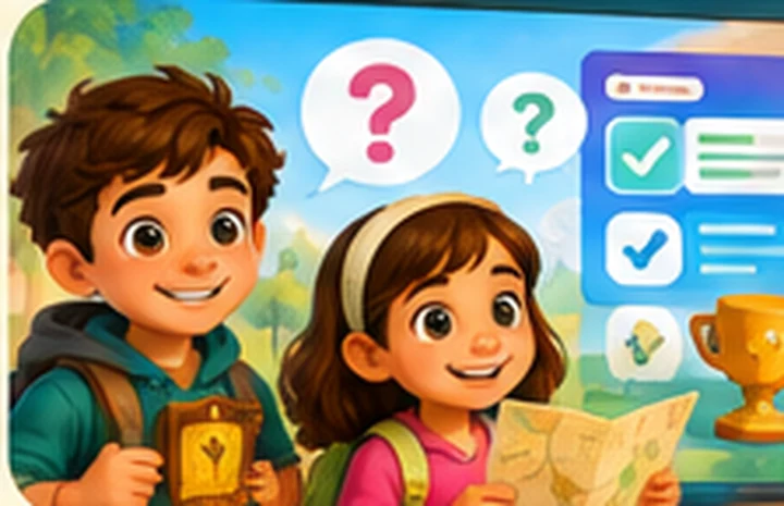 Crianças a participar em jogos e desafios educativos